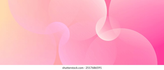 Minimalist banner background, pastel colorful, pink and yellow gradations. Circle effect style geometric, abstract background.