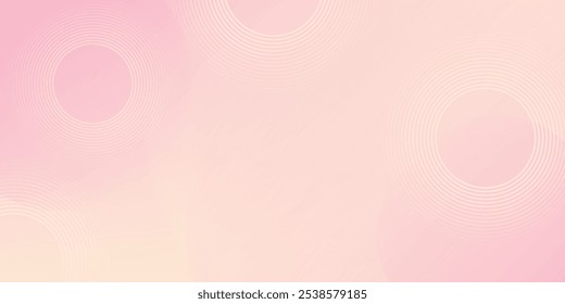 Minimalist banner background, pastel colorful, pink and yellow gradations. Circle effect style geometric, abstract background.