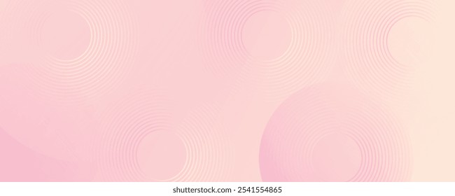 Minimalist banner background, pastel colorful, pink and yellow gradations. Circle effect style geometric, abstract background.