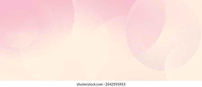 Minimalist banner background, pastel colorful, pink and yellow gradations. Circle effect style geometric, abstract background.