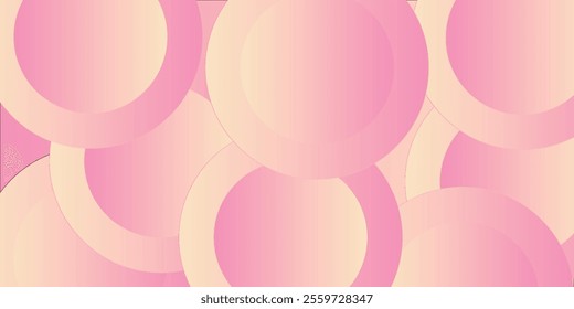 Minimalist banner background, pastel colorful, pink and yellow gradations. Circle effect style geometric, abstract background. Eps 10.