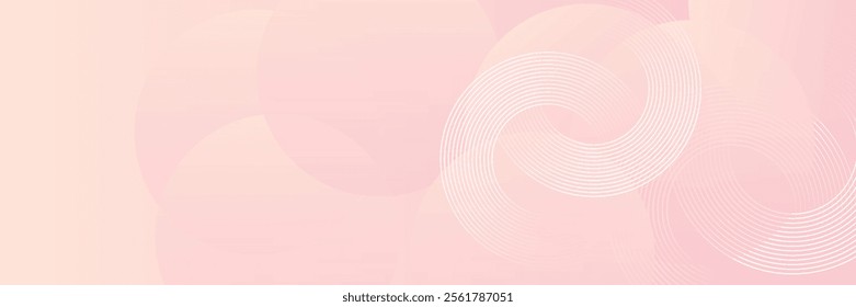 Minimalist banner background, pastel colorful, pink and yellow gradations. Circle effect style geometric