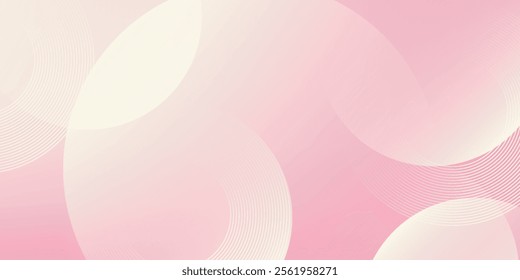 Minimalist banner background, pastel colorful, pink and yellow gradations. Circle effect style geometric, abstract background.