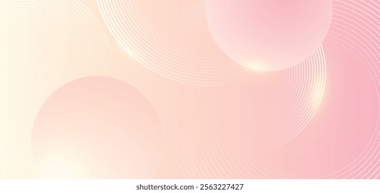 Minimalist banner background, pastel colorful, pink and yellow gradations. Circle effect style geometric, abstract background.