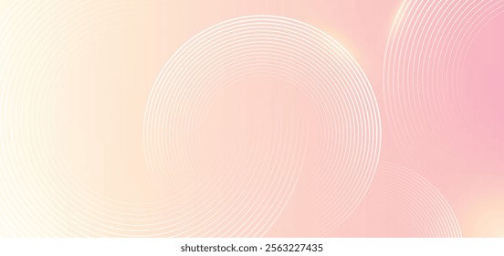 Minimalist banner background, pastel colorful, pink and yellow gradations. Circle effect style geometric, abstract background.