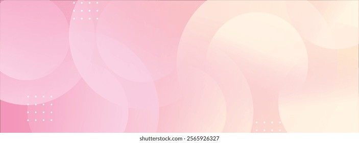 Minimalist banner background, pastel colorful, pink and yellow gradations. Circle effect style geometric, abstract background. Eps 10.