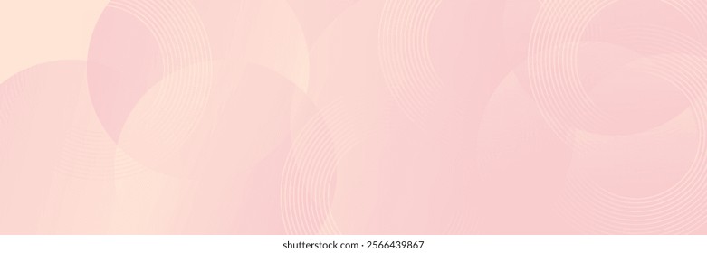 Minimalist banner background, pastel colorful, pink and yellow gradations. Circle effect style geometric