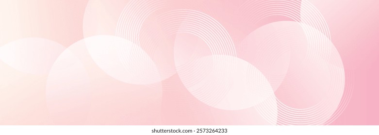 Minimalist banner background, pastel colorful, pink and yellow gradations. Circle effect style geometric
