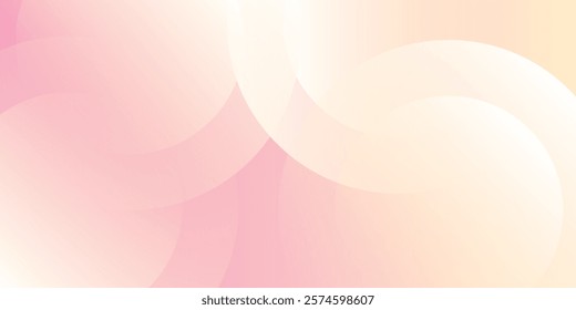 Minimalist banner background, pastel colorful, pink and yellow gradations. Circle effect style geometric,