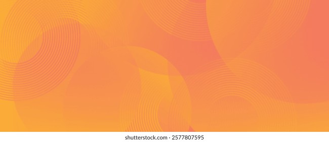 Minimalist banner background, pastel colorful, pink and yellow gradations. Circle effect style geometric, abstract background.