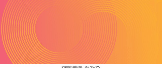 Minimalist banner background, pastel colorful, pink and yellow gradations. Circle effect style geometric, abstract background.