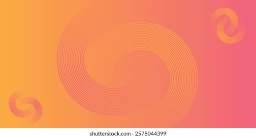 Minimalist banner background, pastel colorful, pink and yellow gradations. Circle effect style geometric, abstract background.