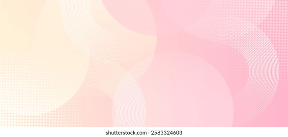 Minimalist banner background, pastel colorful, pink and yellow gradations. Circle effect style geometric, abstract background