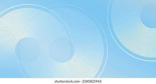 Minimalist banner background with pastel colorful blue and white gradations. Circle effect style geometric vector illustration design