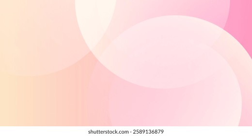 Minimalist banner background, pastel colorful, pink and yellow gradations. Circle effect style geometric