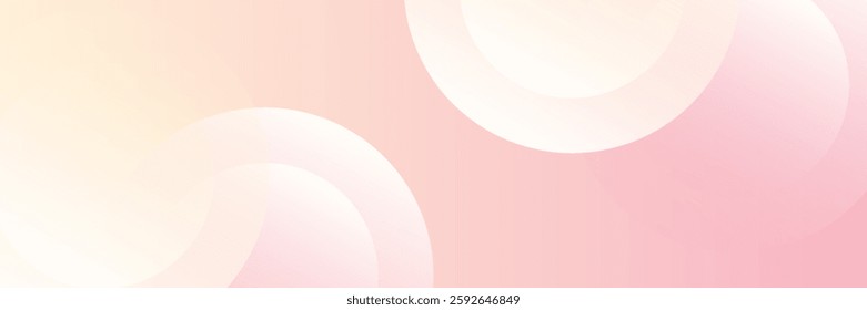 Minimalist banner background, pastel colorful, pink and yellow gradations. Circle effect style geometric, abstract background.