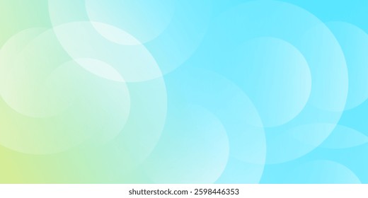 Minimalist banner background, pastel colorful, Light Blue  and green gradations. Circle effect style geometric, abstract background. Vector Illustration