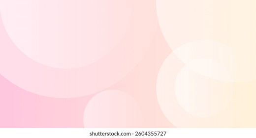 Minimalist banner background, pastel colorful, pink and yellow gradations. Circle effect style geometric, abstract background.