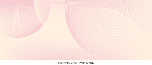 Minimalist banner background, pastel colorful, pink and yellow gradations. Circle effect style geometric, abstract background.