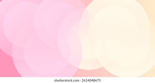 Minimalist banner background, pastel colorful, pink and yellow gradations. Circle effect style geometric, abstract background. Eps 10.