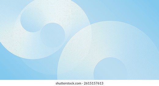 Minimalist banner background pastel colorful blue and white gradations. Circle effect style design abstract modern