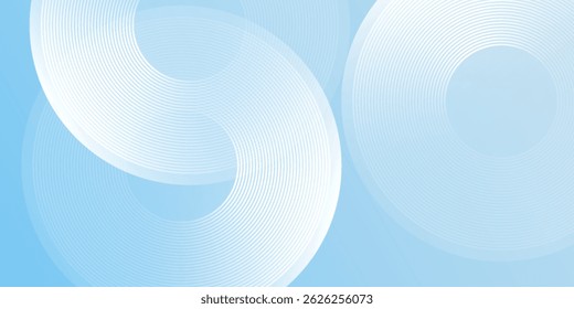 Minimalist banner background pastel colorful blue and white gradations. Circle effect style modern
