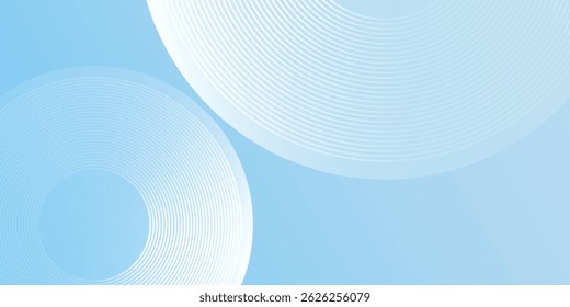 Minimalist banner background pastel colorful blue and white gradations. Circle effect style modern abstract simple
