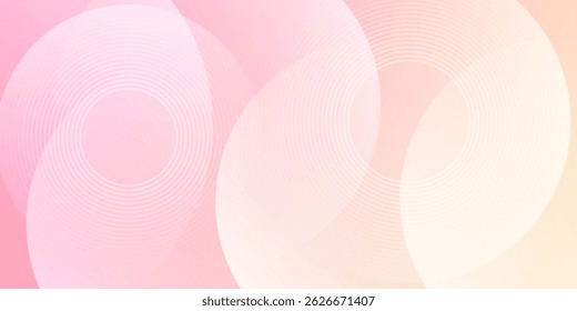 Minimalist banner background, pastel colorful, pink and yellow gradations. Circle effect style geometric, abstract background. Eps 10.