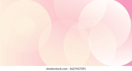 Minimalist banner background, pastel colorful, pink and yellow gradations. Circle effect style geometric, abstract background.