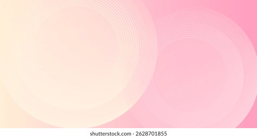 Minimalist banner background, pastel colorful, pink and yellow gradations. Circle effect style geometric, abstract background.