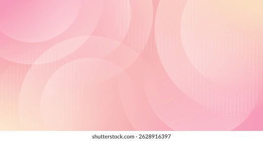 Minimalist banner background, pastel colorful, pink and yellow gradations. Circle effect style geometric, abstract background. Eps 10.