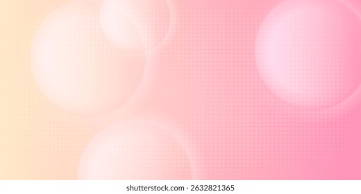 Minimalist banner background, pastel colorful, pink and yellow gradations. Circle effect style geometric