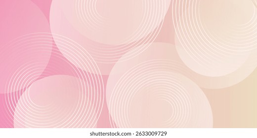 Minimalist banner background, pastel colorful, pink and yellow gradations. Circle effect style geometric, abstract background. Eps 10.