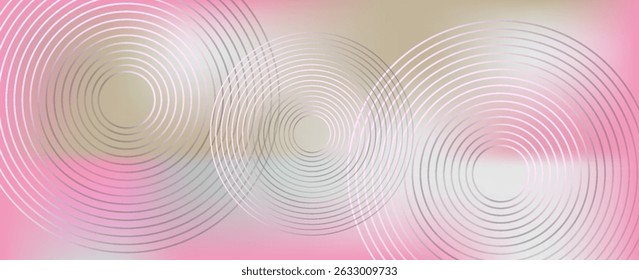 Minimalist banner background, pastel colorful, pink and yellow gradations. Circle effect style geometric, abstract background. Eps 10.