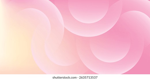 Minimalist banner background, pastel colorful, pink and yellow gradations. Circle effect style geometric, abstract background. Eps 10.