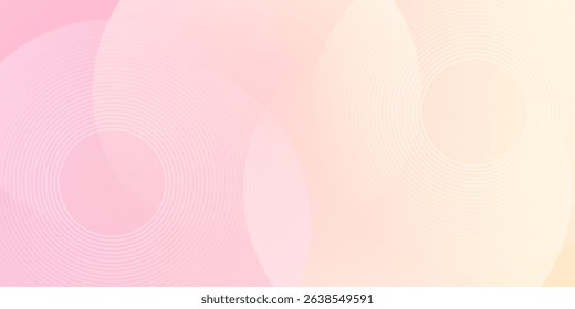Minimalist banner background, pastel colorful, pink and yellow gradations. Circle effect style geometric, abstract background. Eps 10.
