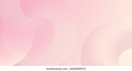 Minimalist banner background, pastel colorful, pink and yellow gradations. Circle effect style geometric, abstract background.