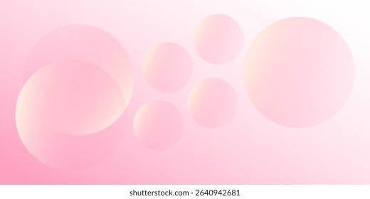Minimalist banner background, pastel colorful, pink and white gradations. Circle effect style geometric, abstract background. vector