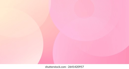 Minimalist banner background, pastel colorful, pink and yellow gradations. Circle effect style geometric, abstract background. Eps 10.