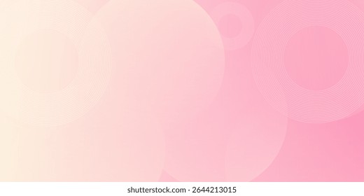 Minimalist banner background, pastel colorful, pink and yellow gradations. Circle effect style geometric, abstract background.