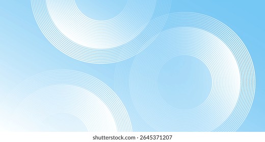 Minimalist banner background, pastel colorful, blue and white gradations. Circle effecet abstract modern design