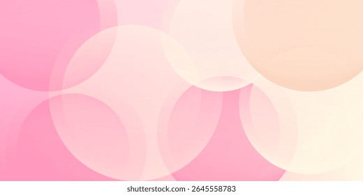 Minimalist banner background, pastel colorful, pink and yellow gradations. Circle effect style geometric, abstract background. Eps 10.