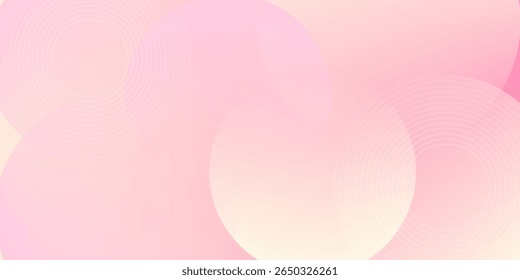 Minimalist banner background, pastel colorful, pink and yellow gradations. Circle effect style geometric, abstract background.