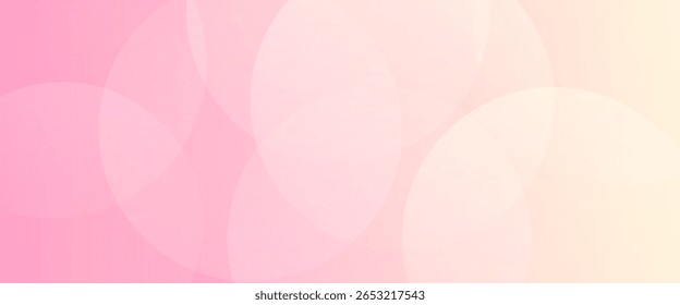 Minimalist banner background, pastel colorful, pink and yellow gradations. Circle effect style geometric, abstract background.