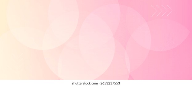 Minimalist banner background, pastel colorful, pink and yellow gradations. Circle effect style geometric, abstract background.