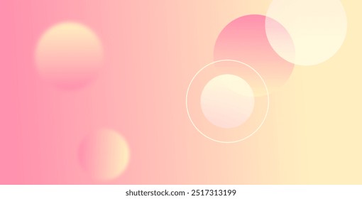 Minimalist banner background with pastel pink and yellow gradient, featuring circle effects in a geometric, abstract style.