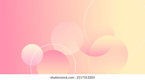 Minimalist banner background with pastel pink and yellow gradient, featuring circle effects in a geometric, abstract style.