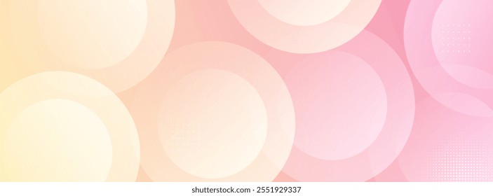Fondo minimalista del Anuncio. Estilo del efecto del círculo. Gradaciones rosadas y amarillas. Geométrico colorido del círculo. Trendy. EPS 10
