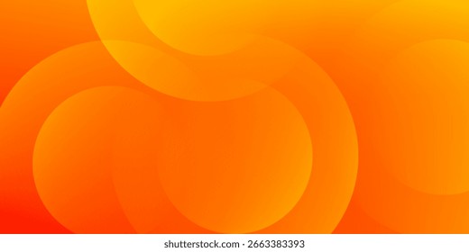 minimalistisches Banner orange gelber Farbverlauf. Überlappendes kreisförmiges Element. Vektorgrafik