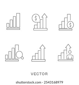 Ícone minimalista do gráfico de barras Contorno EPS 10 Ilustração de vetor